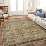 CHAMPLANT Area Rug 8x10 Washable Rug Brown Vintage Traditional Mat Distressed In... - Image 3