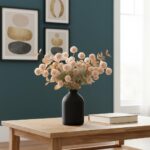 Artificial Flowers for Vase - Beige Silk Mums 10 Long Stems with Eucalyptus, Fau... - Image 3