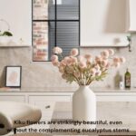 Artificial Flowers for Vase - Beige Silk Mums 10 Long Stems with Eucalyptus, Fau... - Image 7