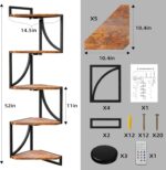 HAAYOT Corner Shelf Wall Mounted with Lights, 5-Tier Floating Metal Shelves for ... - Image 3