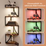 HAAYOT Corner Shelf Wall Mounted with Lights, 5-Tier Floating Metal Shelves for ... - Image 4