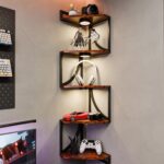 HAAYOT Corner Shelf Wall Mounted with Lights, 5-Tier Floating Metal Shelves for ... - Image 5