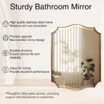 POZINO Scalloped Beveled Mirror, 30"x48" Brushed Gold Rectangle Bathroom Vanity ... - Image 4