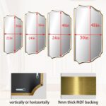 POZINO Scalloped Beveled Mirror, 30"x48" Brushed Gold Rectangle Bathroom Vanity ... - Image 5