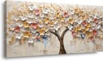 LASMOND White Spring Tree of Life Wall Art Office Decor Living Room Modern Paint... - Image 4
