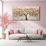 LASMOND White Spring Tree of Life Wall Art Office Decor Living Room Modern Paint... - Image 5
