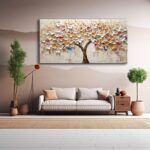 LASMOND White Spring Tree of Life Wall Art Office Decor Living Room Modern Paint... - Image 6