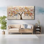 LASMOND White Spring Tree of Life Wall Art Office Decor Living Room Modern Paint... - Image 7