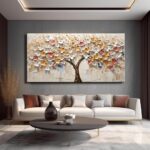 LASMOND White Spring Tree of Life Wall Art Office Decor Living Room Modern Paint... - Image 8