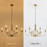 6-Light Modern Chandelier 36.6" Brass Candle Chandeliers Metal Gold Pendant Ligh... - Image 5