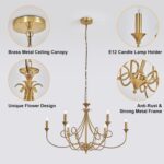 6-Light Modern Chandelier 36.6" Brass Candle Chandeliers Metal Gold Pendant Ligh... - Image 6