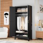 GAIOUS Metal Wardrobe Cabinet with Hanging Rod, 71" Metal Clothing Storage Cabin... - Image 5