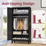 GAIOUS Metal Wardrobe Cabinet with Hanging Rod, 71" Metal Clothing Storage Cabin... - Image 6