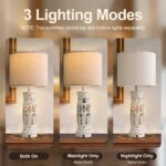 BOBOMOMO 27.25” Farmhouse Table Lamps Set of 2 – Antique White Bedside Lamps wit... - Image 5