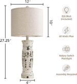 BOBOMOMO 27.25” Farmhouse Table Lamps Set of 2 – Antique White Bedside Lamps wit... - Image 6