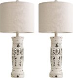 BOBOMOMO 27.25” Farmhouse Table Lamps Set of 2 – Antique White Bedside Lamps wit... - Image 9