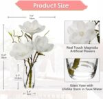DILATATA Faux Flowers in Vase 15.4" Magnolias Flowers Arrangement with Faux Wate... - Image 3