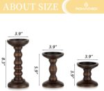 Romadedi Wood Candle Holders for Pillar - Set of 3 Tall Rustic Vintage Wooden Ca... - Image 4
