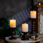 Romadedi Wood Candle Holders for Pillar - Set of 3 Tall Rustic Vintage Wooden Ca... - Image 6