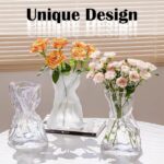 FOWSEEK 6 Inch Small Glass Flower Vase, Irregular Clear Flower Vases for Centerp... - Image 6