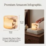 Marble Lamp Night Light Touch Bedside Table Lamp, Type C Rechargeable Natural St... - Image 5