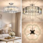 Hamilyeah 20" Modern Crystal Chandelier Ceiling Light, 4-Light Semi Flush Mount ... - Image 3
