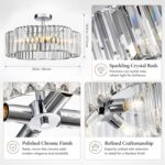 Hamilyeah 20" Modern Crystal Chandelier Ceiling Light, 4-Light Semi Flush Mount ... - Image 4