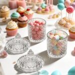 4 Pack Crystal Glass Apothecary Jars with Lids, Diamond Cut Qtip Holder Set for ... - Image 5