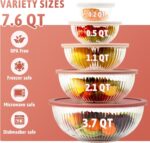 Glass Mixing Bowls with Lids Sets, 5 Packs Glass Bowls with Lids for Kitchen Bak... - Image 3