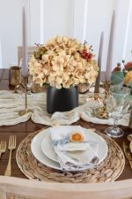 Briful Hydrangea Artificial Flowers in Ceramic Black Vase, Beige Silk Hydrangea ... - Image 5