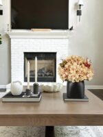 Briful Hydrangea Artificial Flowers in Ceramic Black Vase, Beige Silk Hydrangea ... - Image 6