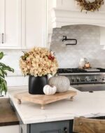 Briful Hydrangea Artificial Flowers in Ceramic Black Vase, Beige Silk Hydrangea ... - Image 7