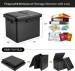 DocSafe Storage Ottoman with Lock,Fireproof Folding Ottoman Foot Rest Stool Stor... - Image 4