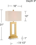 360 Lighting Marshall Modern Table Lamp with White Marble Riser 30" Tall Champag... - Image 4