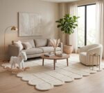 Selena Scallop Wool Area Rug – Hand-Tufted, Scalloped Edge, Modern Plaid Checker... - Image 4