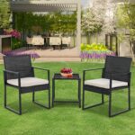 PayLessHere | 3-Piece Outdoor Patio Furniture Set | Khaki | Modern Rattan Bistro... - Image 3