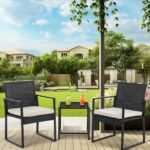 PayLessHere | 3-Piece Outdoor Patio Furniture Set | Khaki | Modern Rattan Bistro... - Image 4