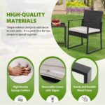 PayLessHere | 3-Piece Outdoor Patio Furniture Set | Khaki | Modern Rattan Bistro... - Image 6