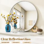 VooBang Silver Round Bathroom Mirror, 24 inch Circle Wall Mounted Hanging Mirror... - Image 3