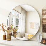VooBang Silver Round Bathroom Mirror, 24 inch Circle Wall Mounted Hanging Mirror... - Image 5