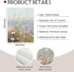 Coastal Wildflower Wall Art Beach Floral Canvas Wall Decor Vintage Coastal Lands... - Image 3