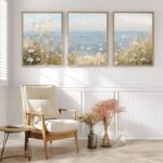 Coastal Wildflower Wall Art Beach Floral Canvas Wall Decor Vintage Coastal Lands... - Image 4