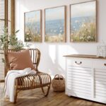 Coastal Wildflower Wall Art Beach Floral Canvas Wall Decor Vintage Coastal Lands... - Image 5