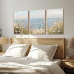 Coastal Wildflower Wall Art Beach Floral Canvas Wall Decor Vintage Coastal Lands... - Image 7