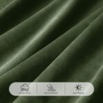 Olive Green Pleated Polyester Blackout Curtains 84 inches Long 2 Panels Set Ther... - Image 4