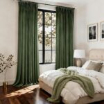 Olive Green Pleated Polyester Blackout Curtains 84 inches Long 2 Panels Set Ther... - Image 6