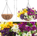 2 Set Artificial Outdoor Flowers with Hanging Baskets,24 Pcs UV Resistant Faux P... - Image 3