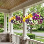 2 Set Artificial Outdoor Flowers with Hanging Baskets,24 Pcs UV Resistant Faux P... - Image 5