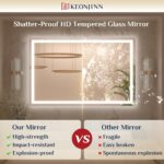 Keonjinn 42 x 36 Inch LED Bathroom Mirror with Lights, Bighter Frontlit & Backli... - Image 5