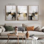 Neutral Abstract Wall Decor Mid Century Modern Framed Wall Art, Black and Brown ... - Image 3